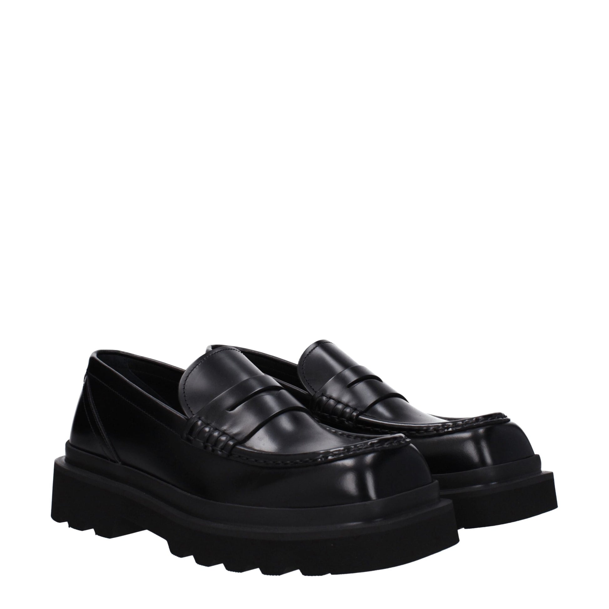 Black Leather Slip-On Loafers