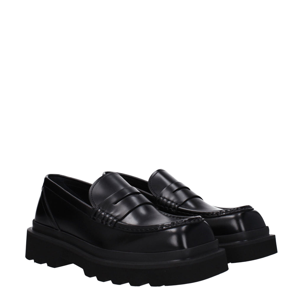 Black Leather Slip-On Loafers