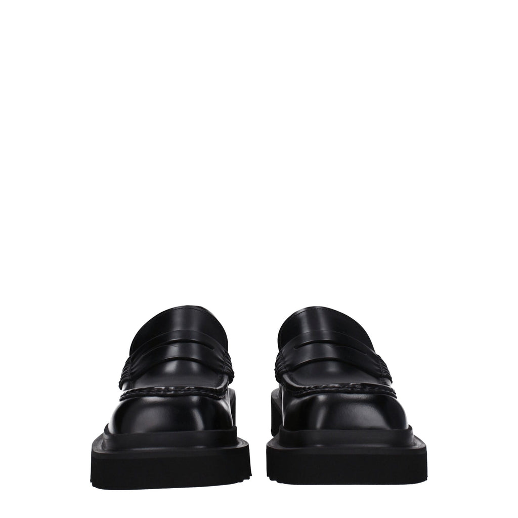 Black Leather Slip-On Loafers