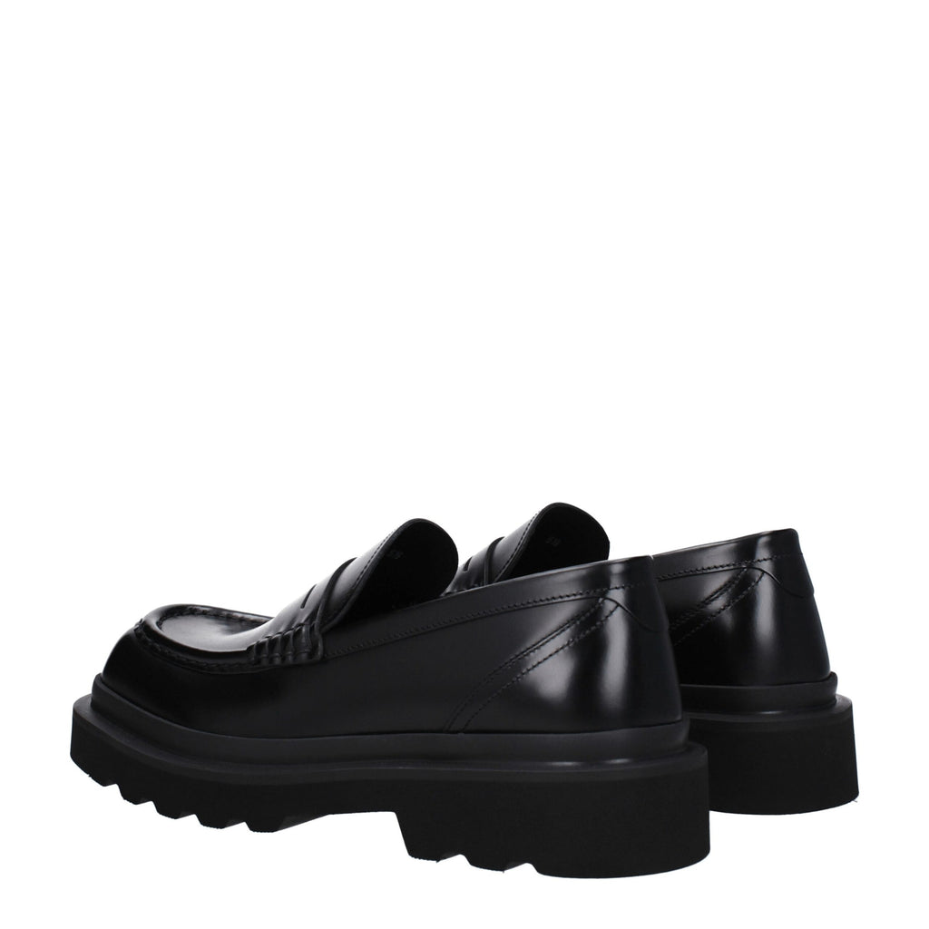 Black Leather Slip-On Loafers
