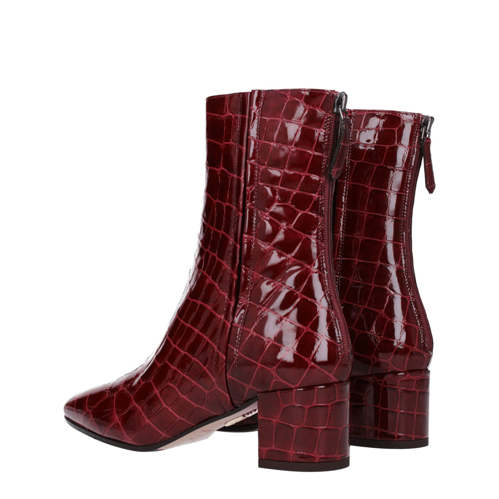 Red Leather Ankle Boots
