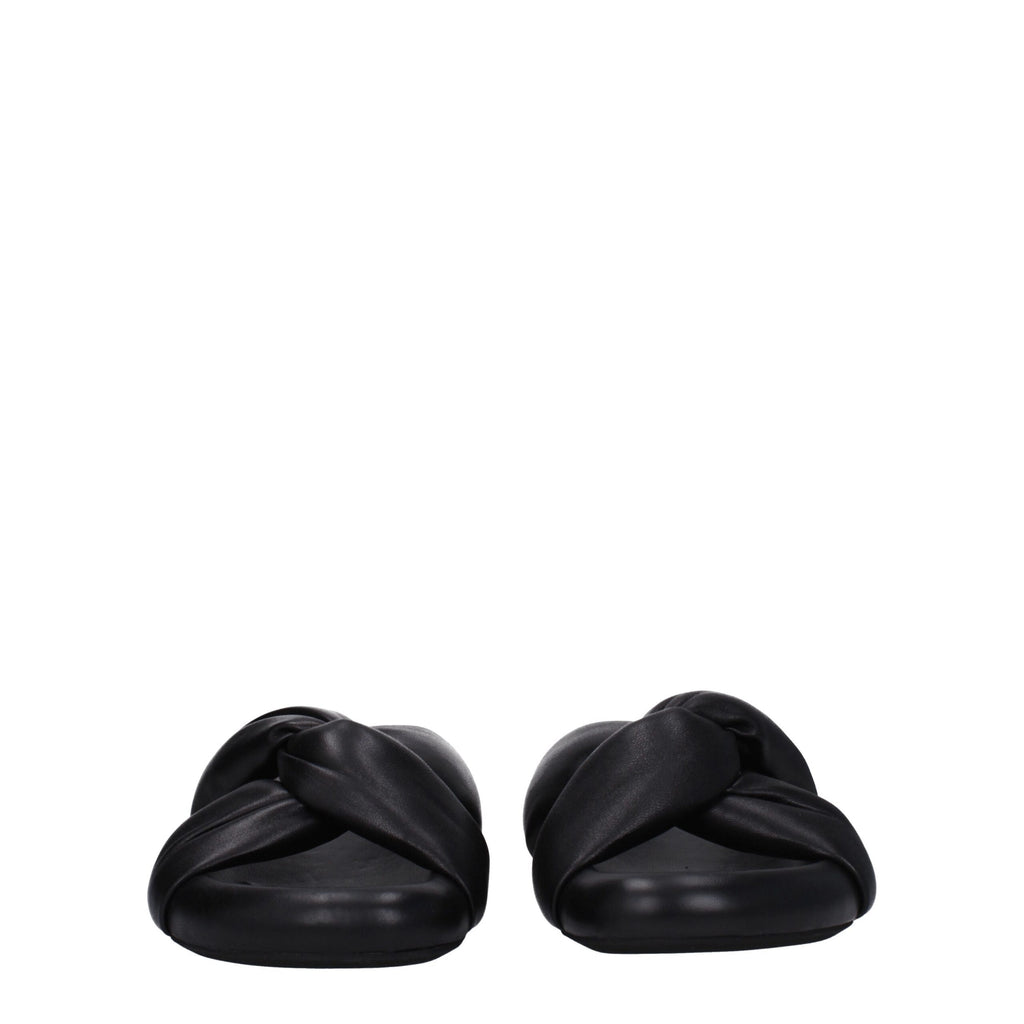 Black Leather Slippers