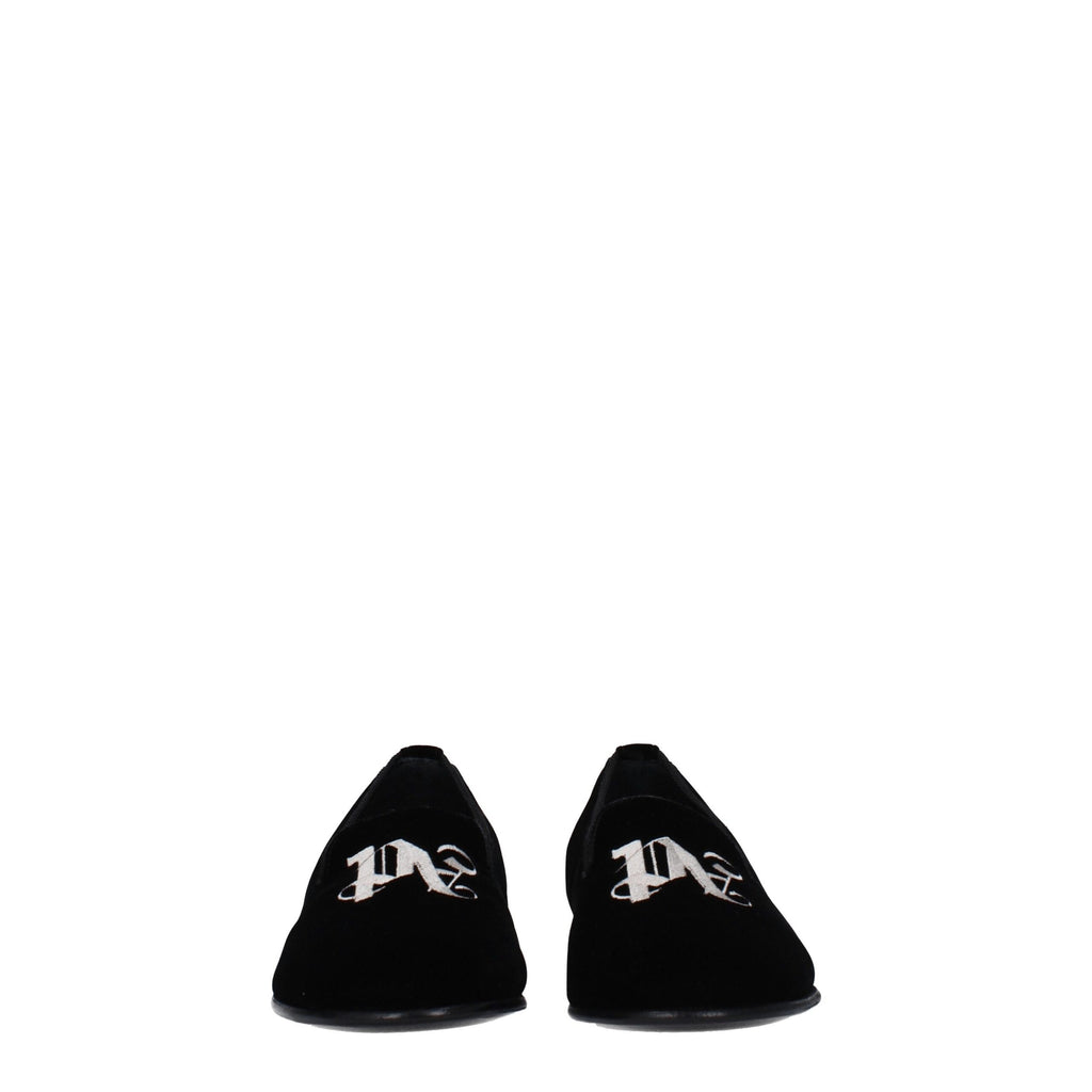 Black Velvet Slip-On Loafers