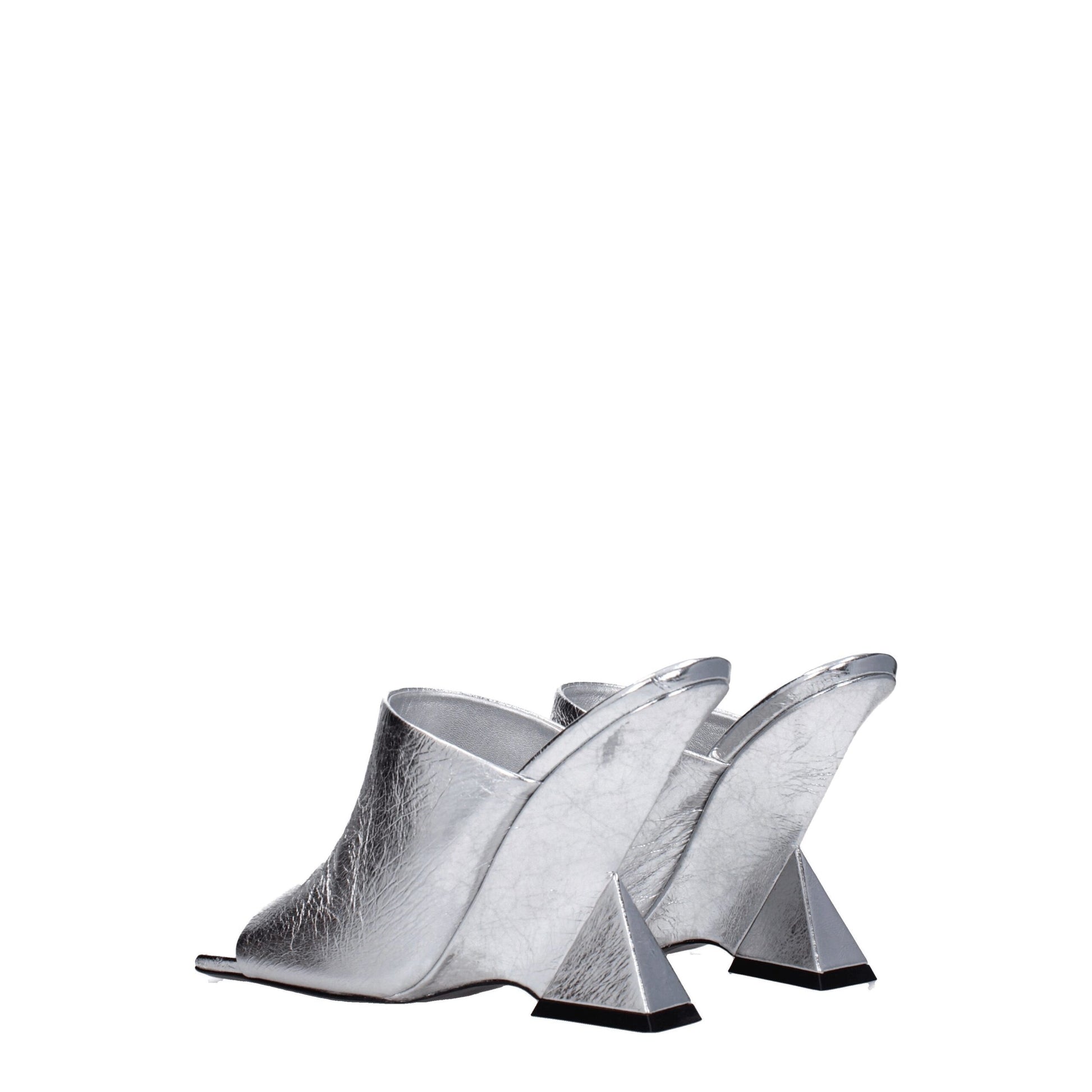 Gray Leather Platform Sandals