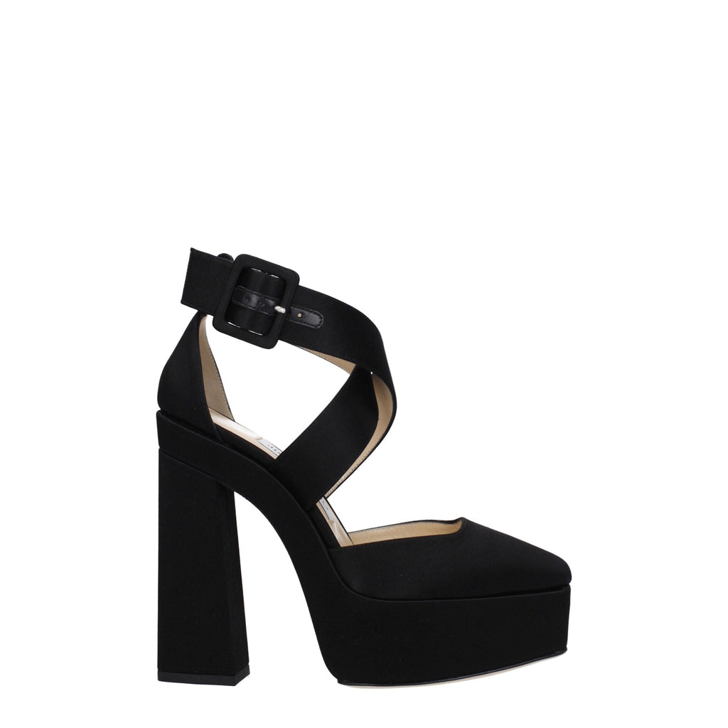 Black Satin Platform Sandals