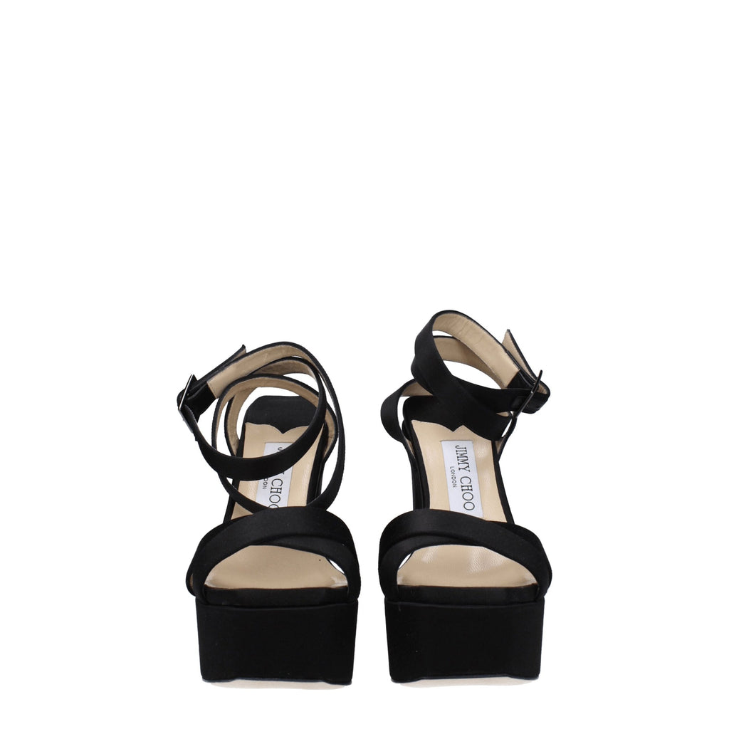 Black Satin Platform Sandals