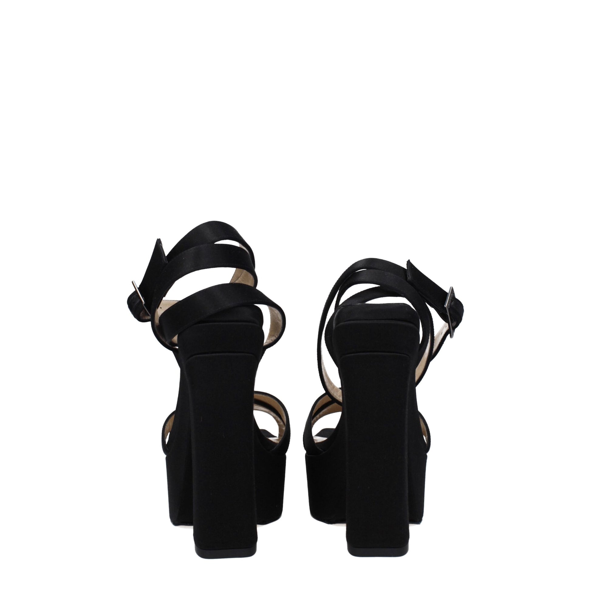 Black Satin Platform Sandals