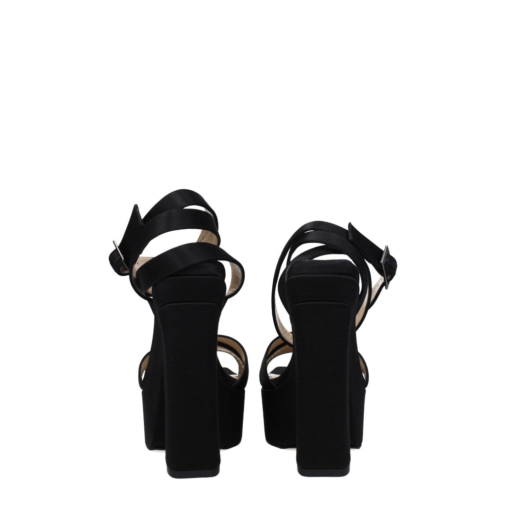 Black Satin Platform Sandals