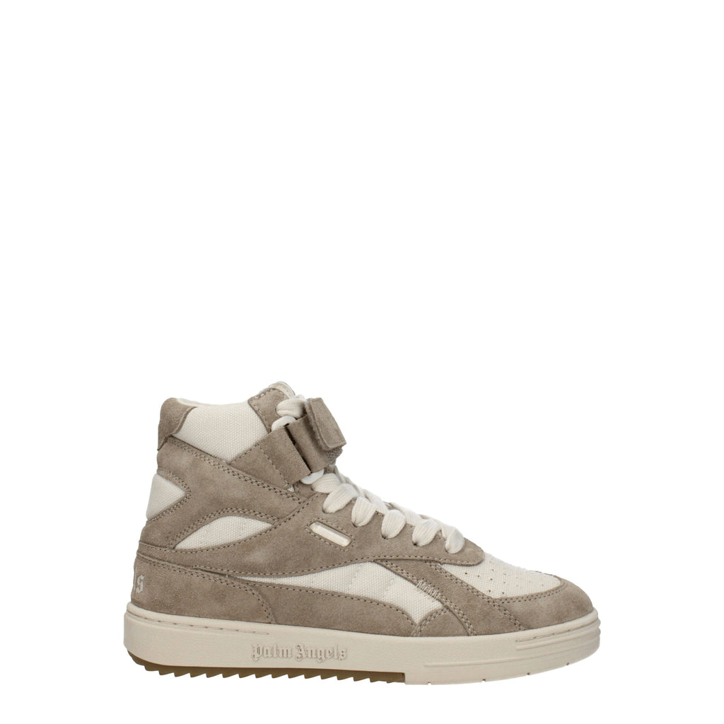 Beige Leather High Top Sneakers