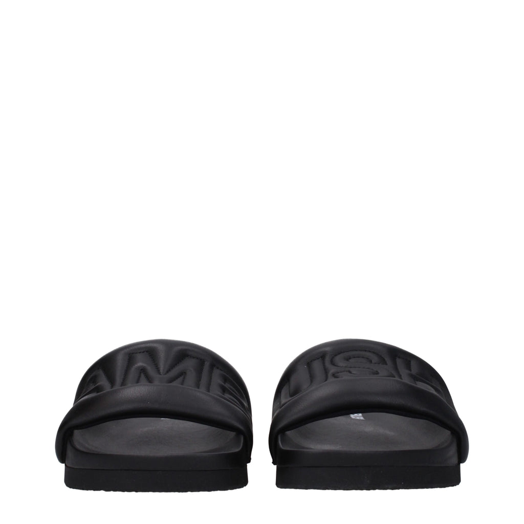 Black Leather Slippers
