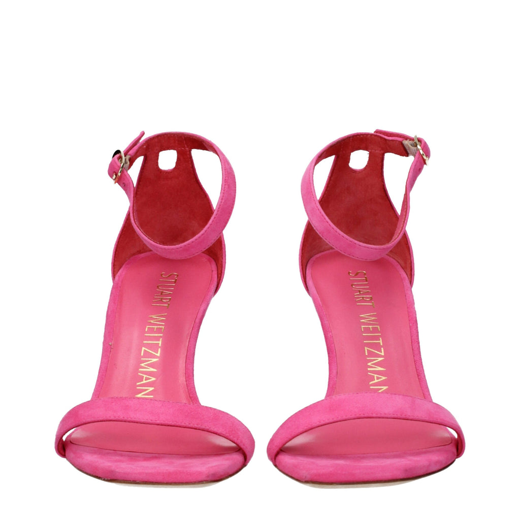 Pink Leather Stiletto Heel Sandals