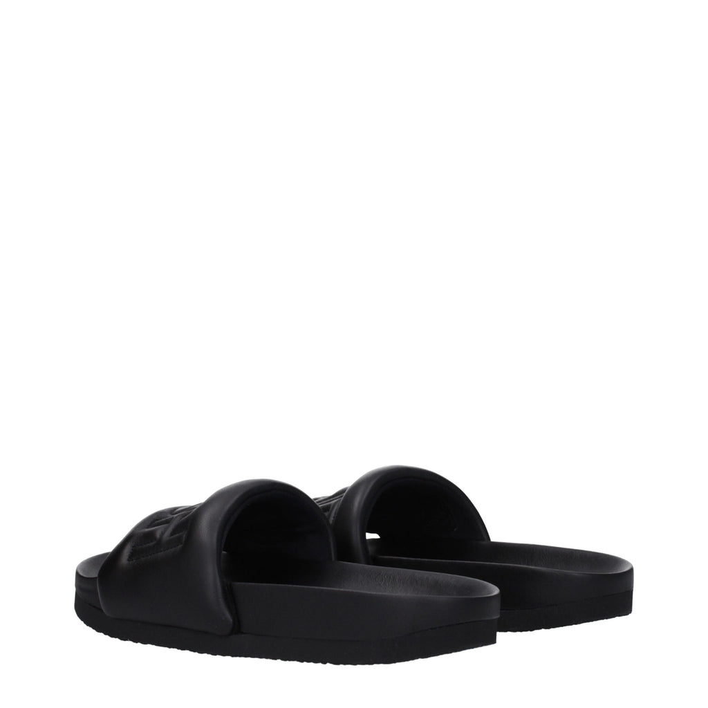 Black Leather Slippers