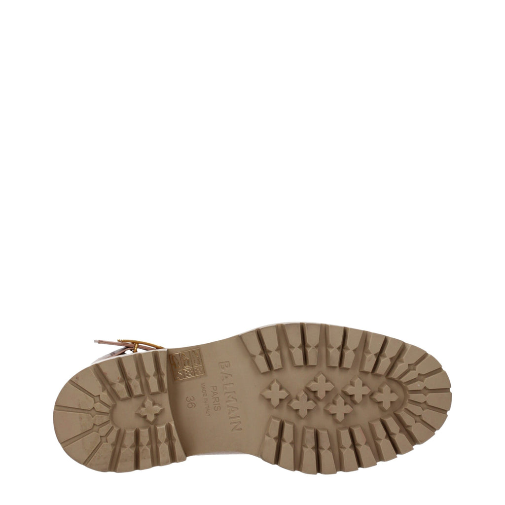 Beige Leather Ankle Boots