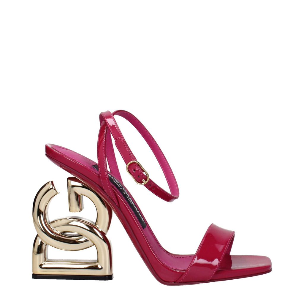 Pink Leather Stiletto Heel Sandals