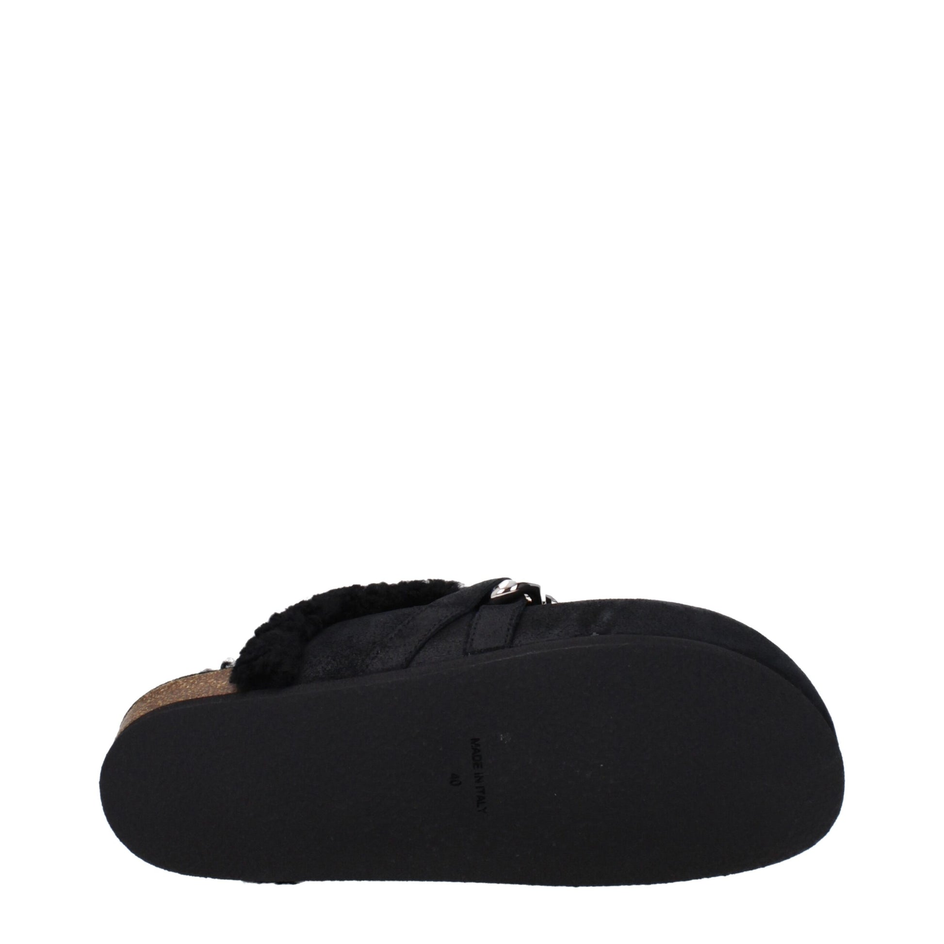 Black Leather Slippers
