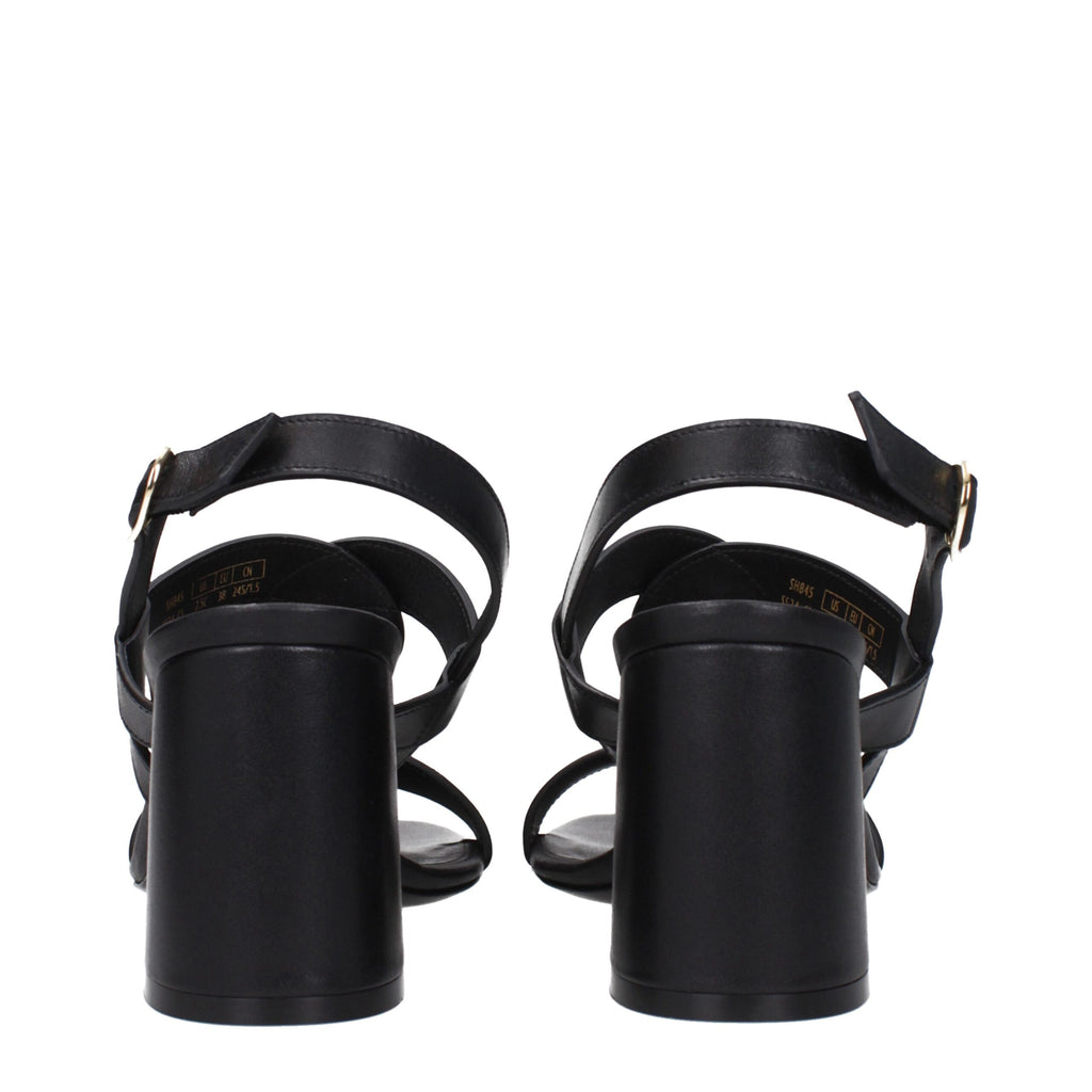 Black Leather Platform Sandals