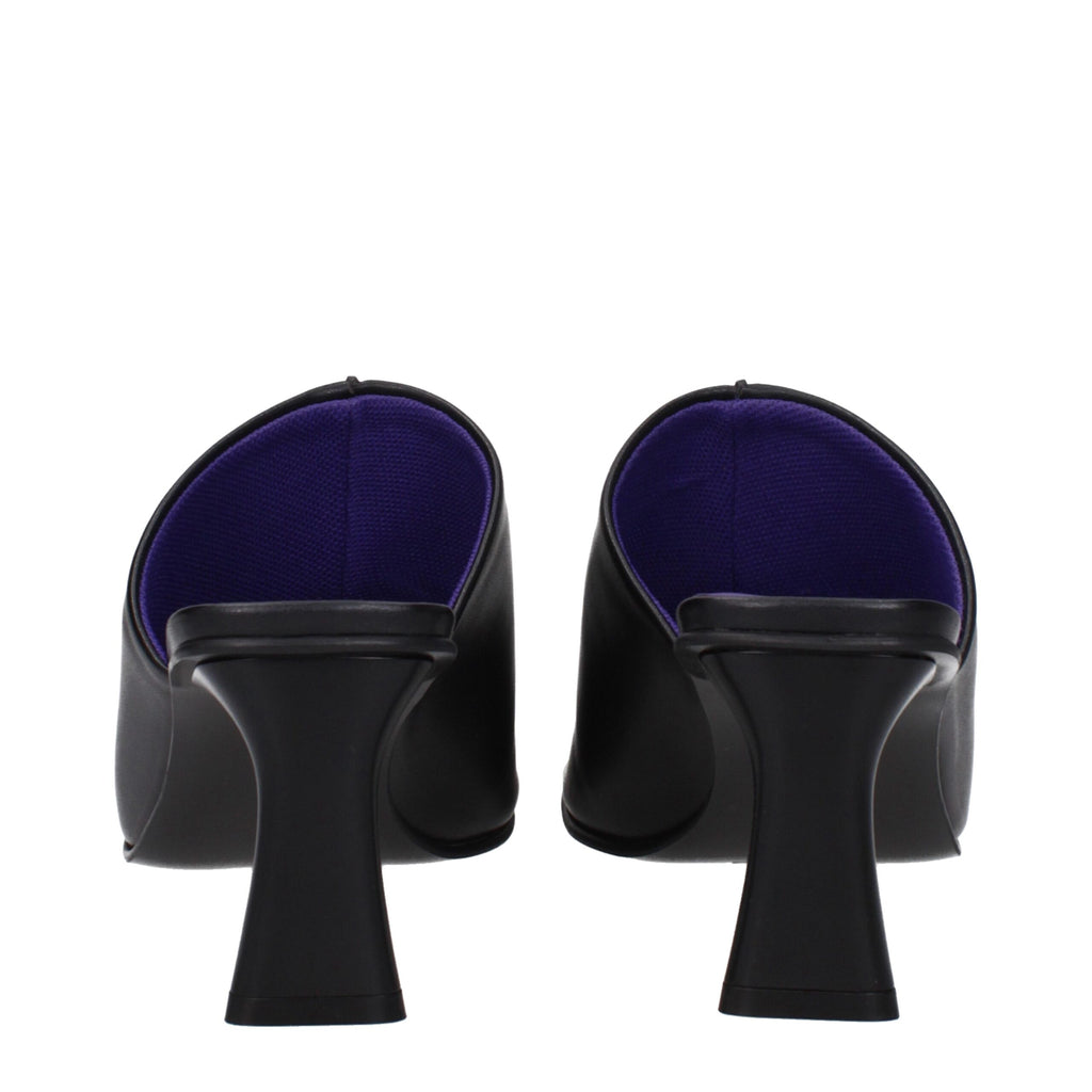 Black Leather Stiletto Heel Sandals