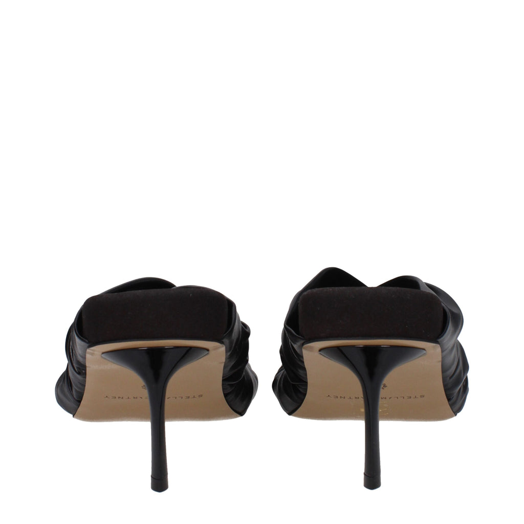 Black Leather Stiletto Heel Sandals