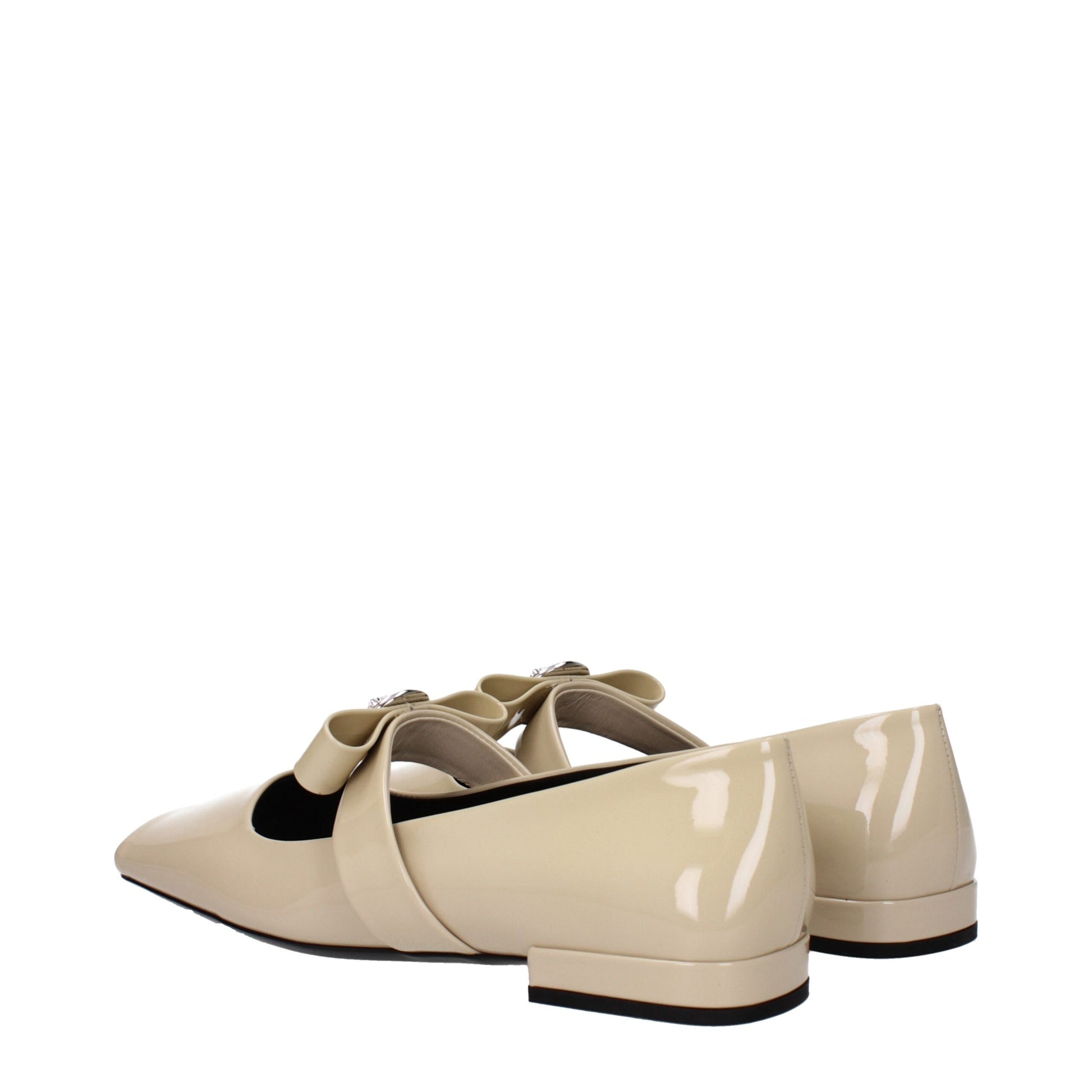 Beige Leather Ballet Flats