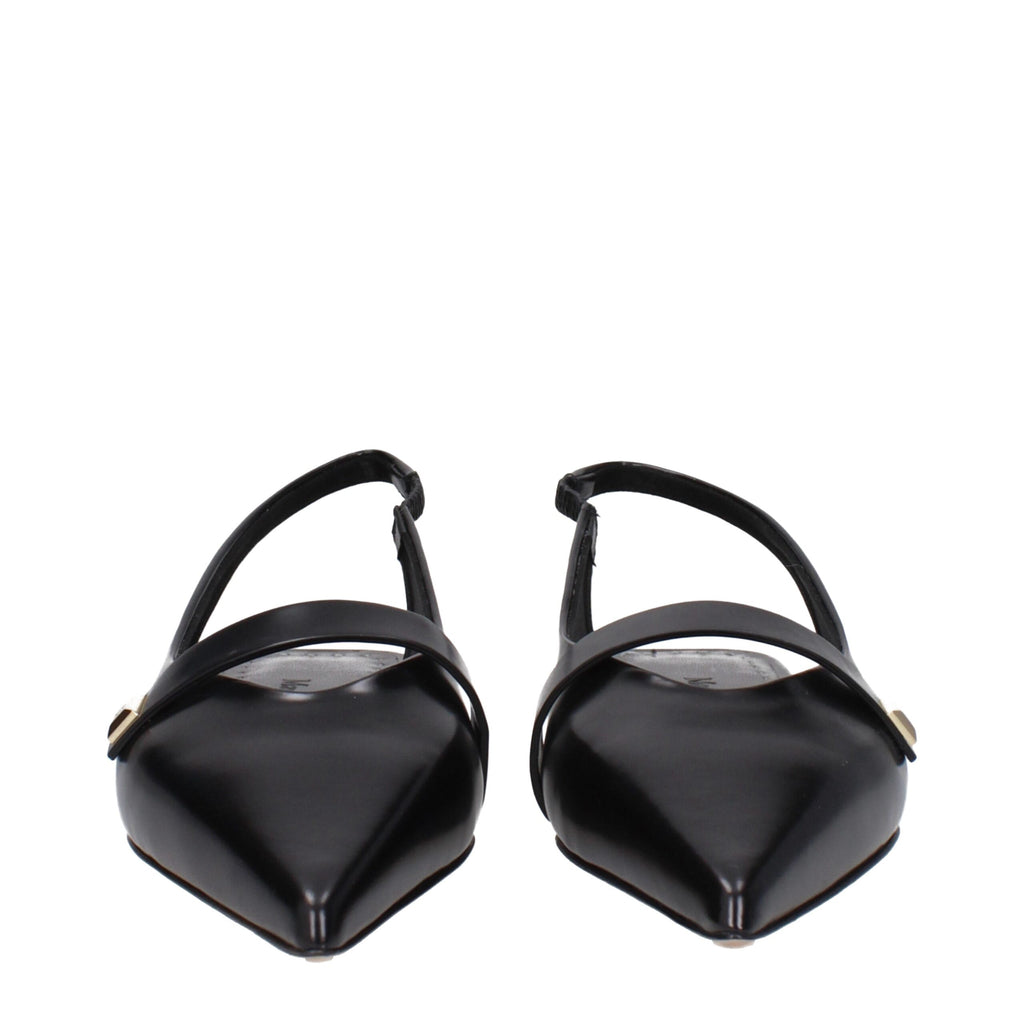 Black Leather Ballet Flats