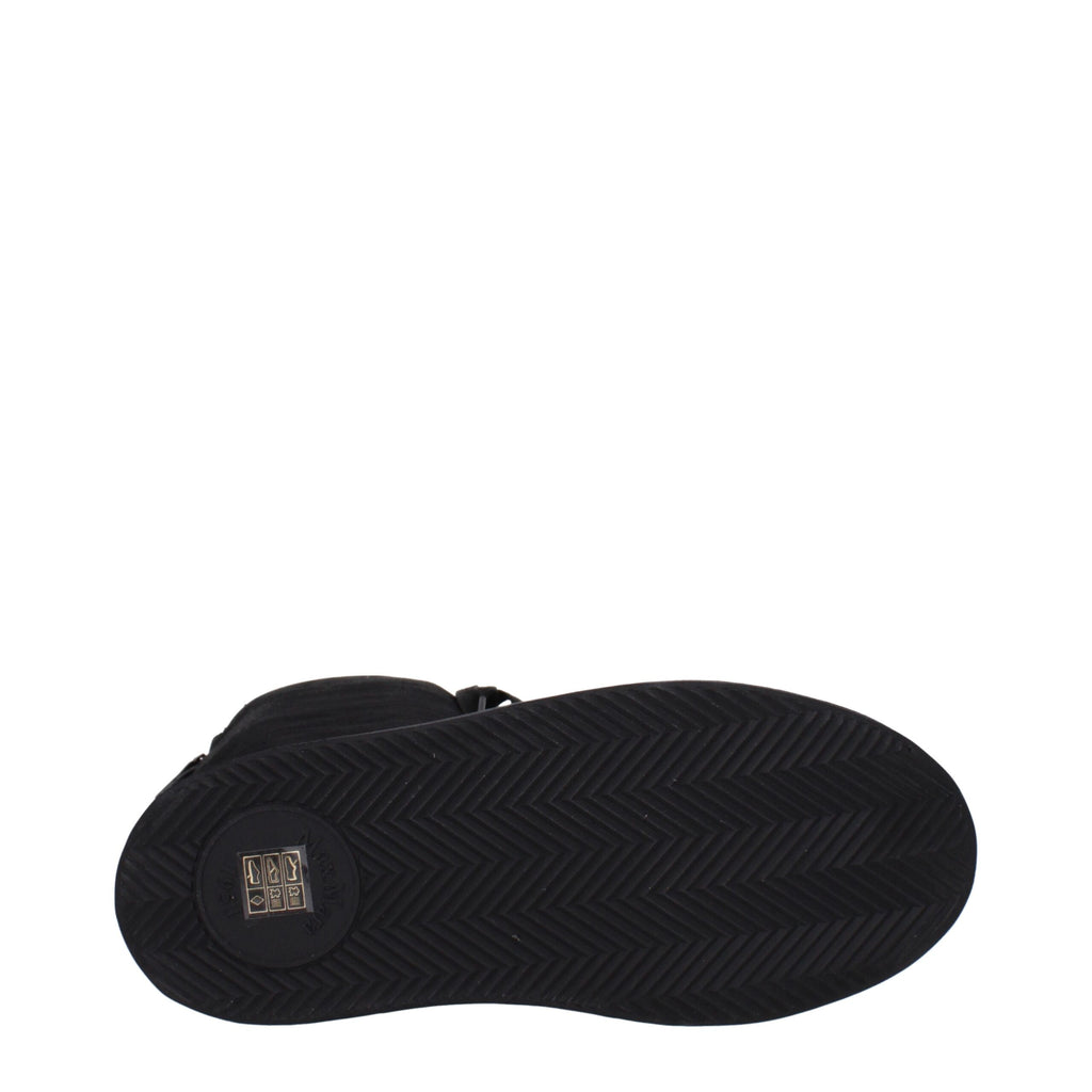 Black Fabric Lace-Up Boots