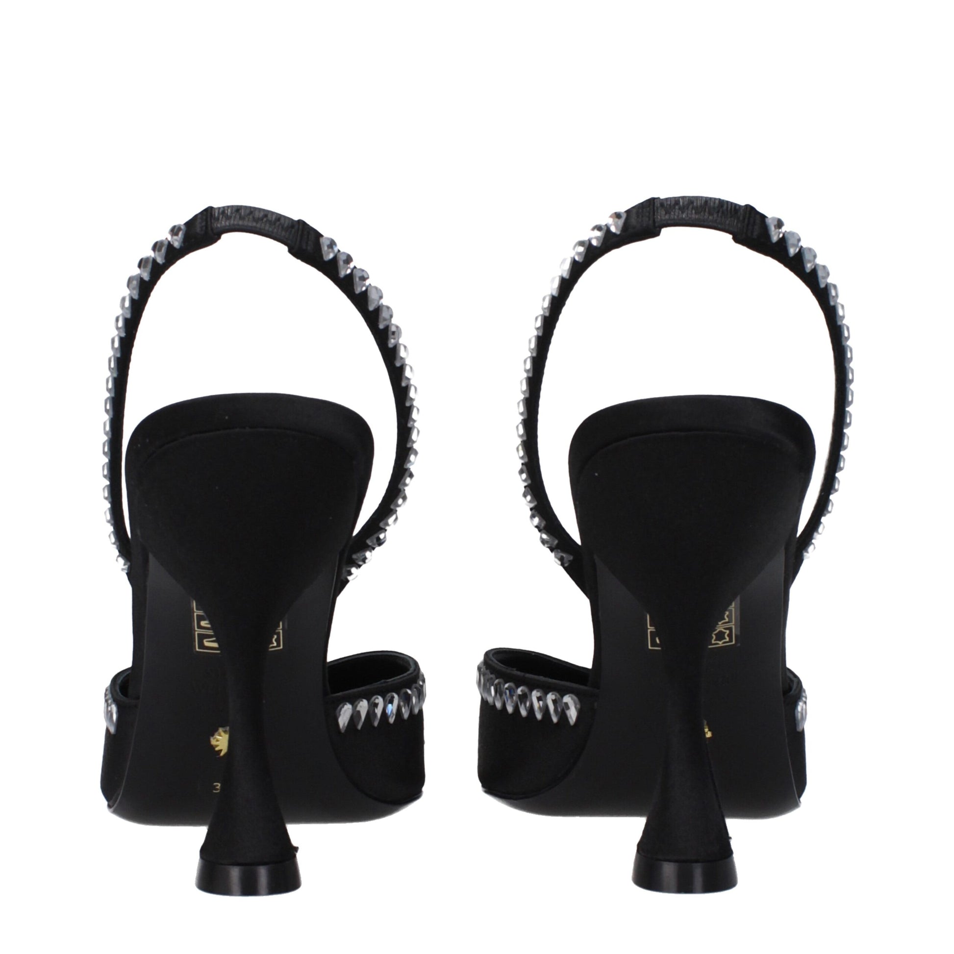 Black Satin Stiletto Heel Sandals