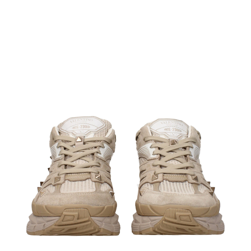 Beige Fabric Low Top Sneakers