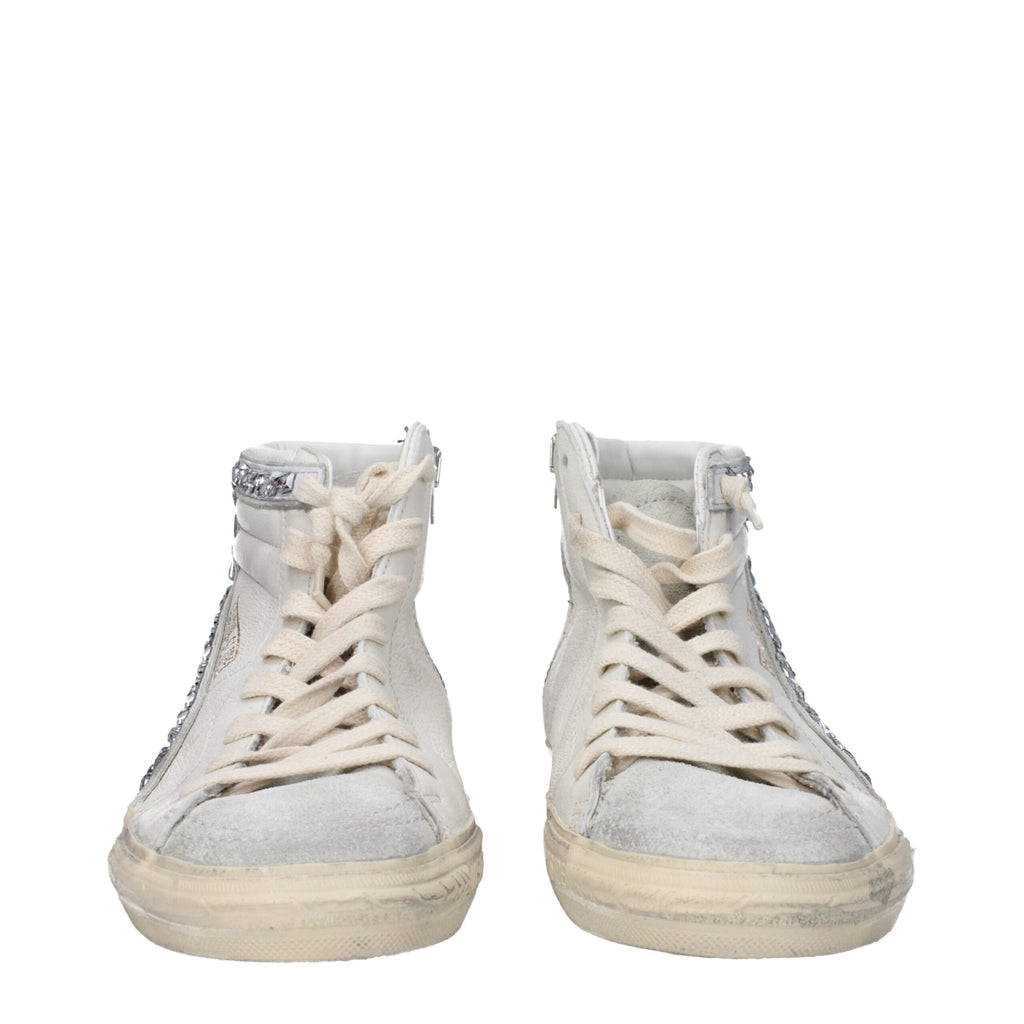 White Leather High Top Sneakers