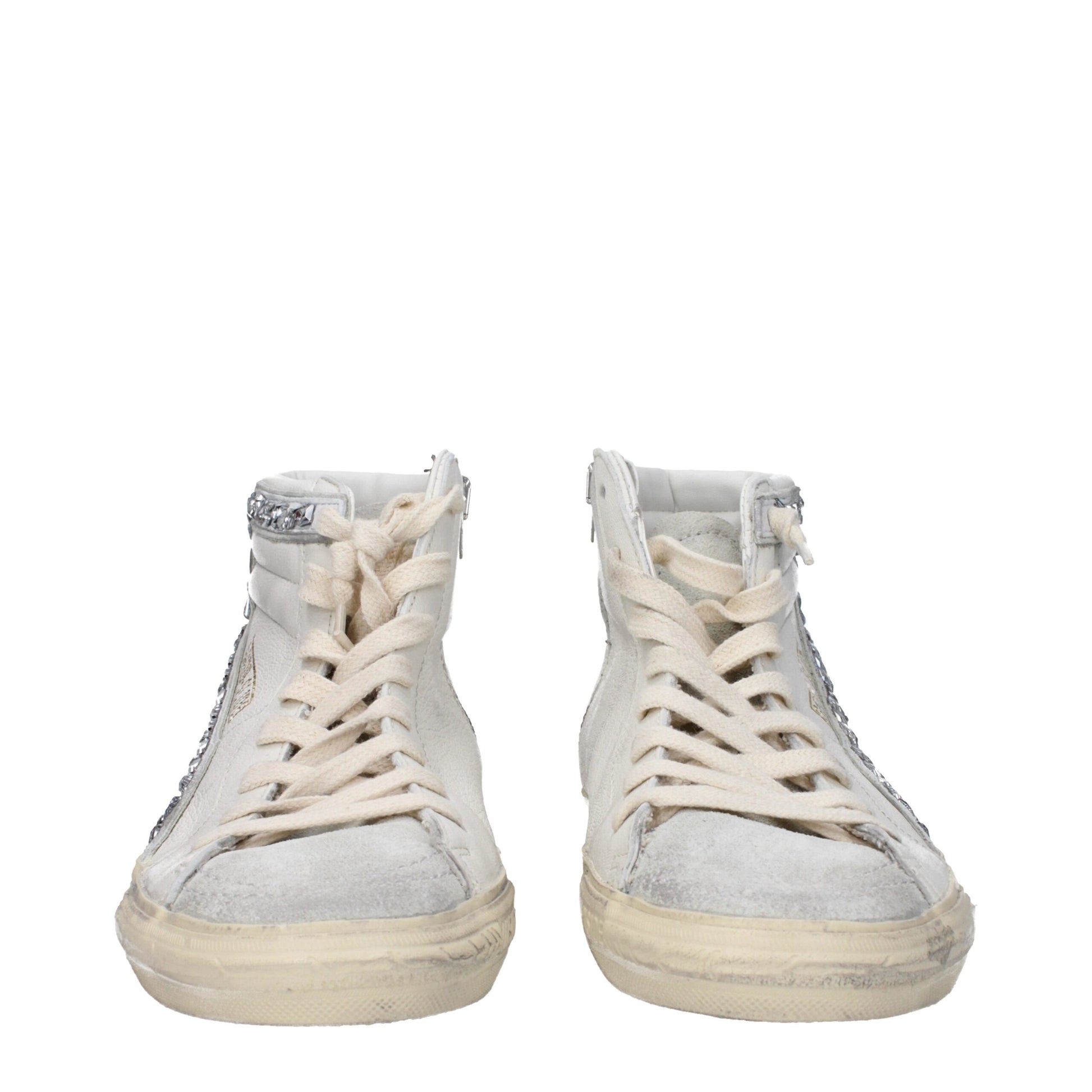 White Leather High Top Sneakers