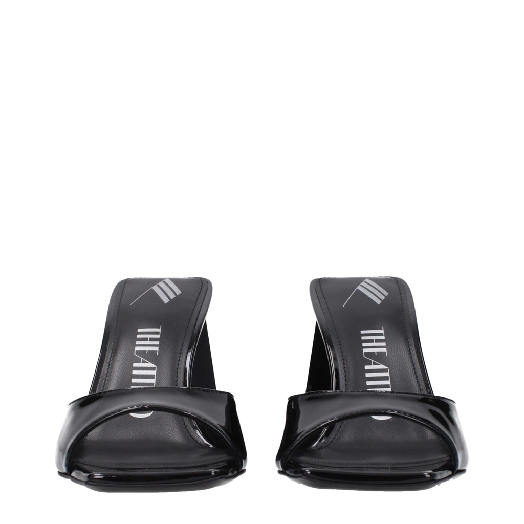 Black Leather Stiletto Heel Sandals