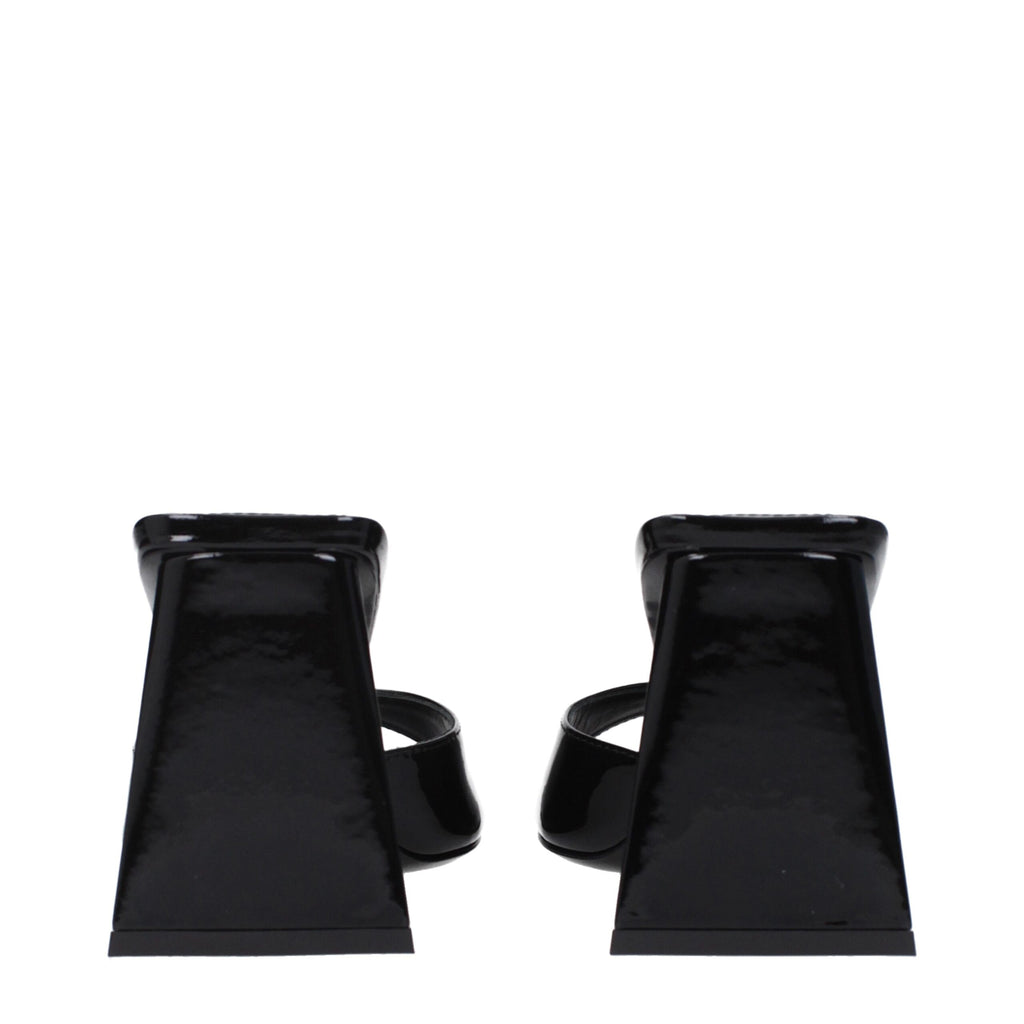 Black Leather Stiletto Heel Sandals