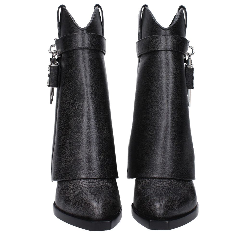 Black Leather Ankle Boots