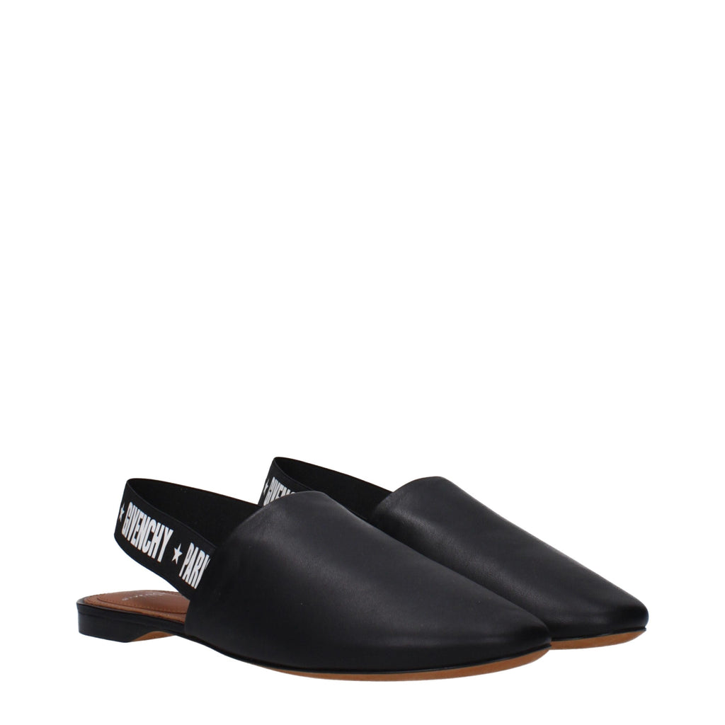 Black Leather Slides