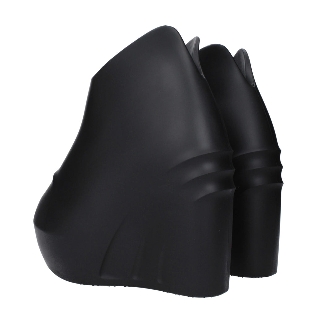 Black Cotton Wedge Sandals