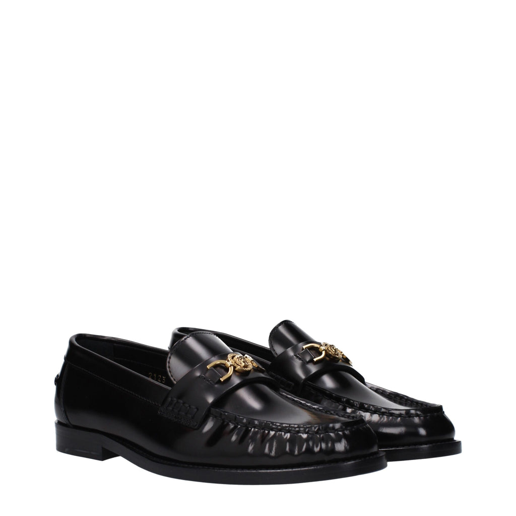 Black Leather Slip-On Loafers