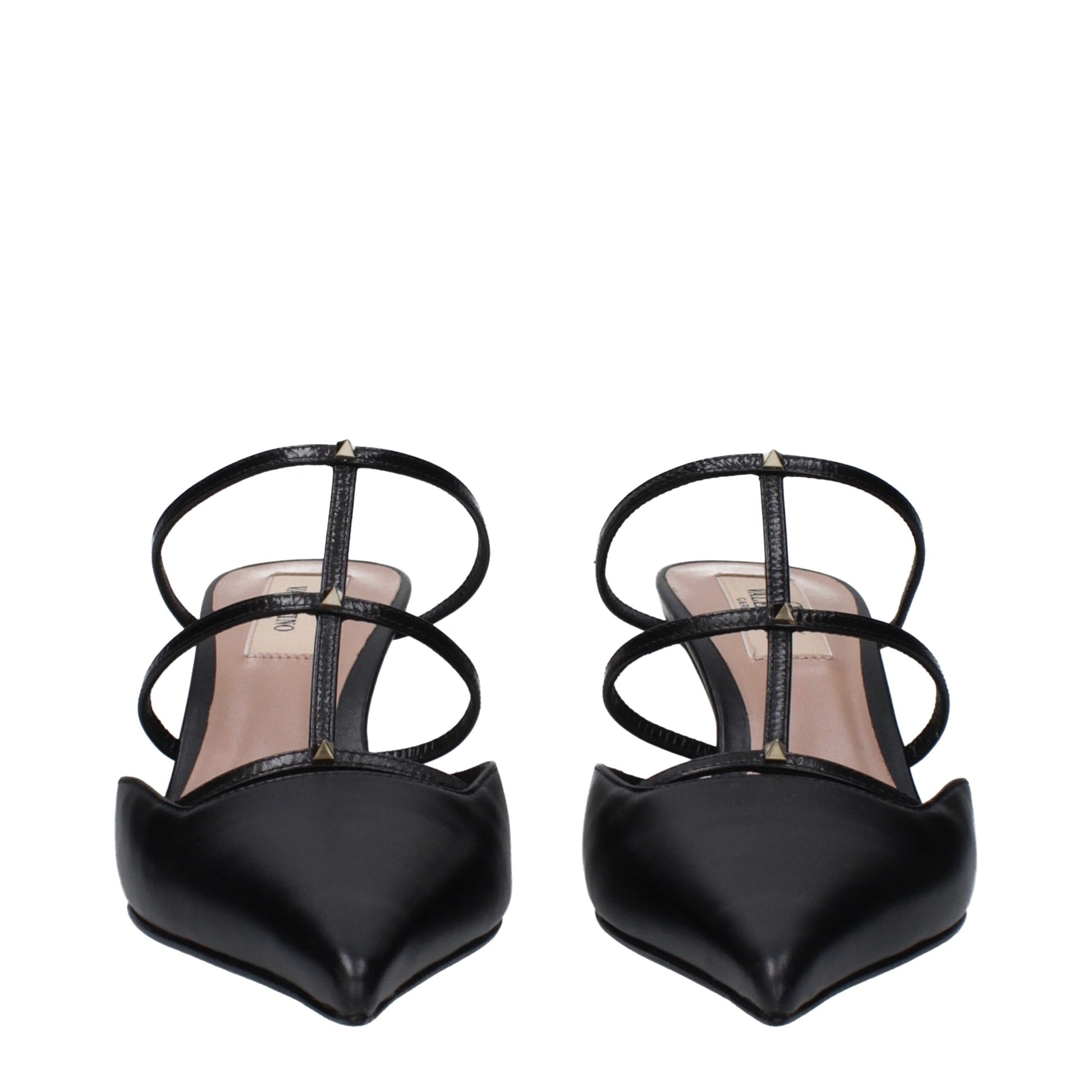 Black Leather Flat Sandals