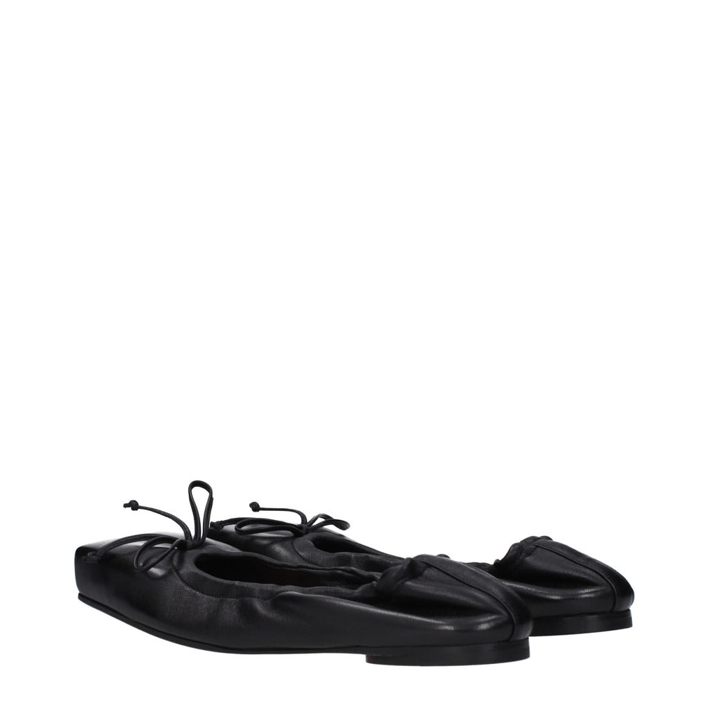 Black Leather Ballet Flats