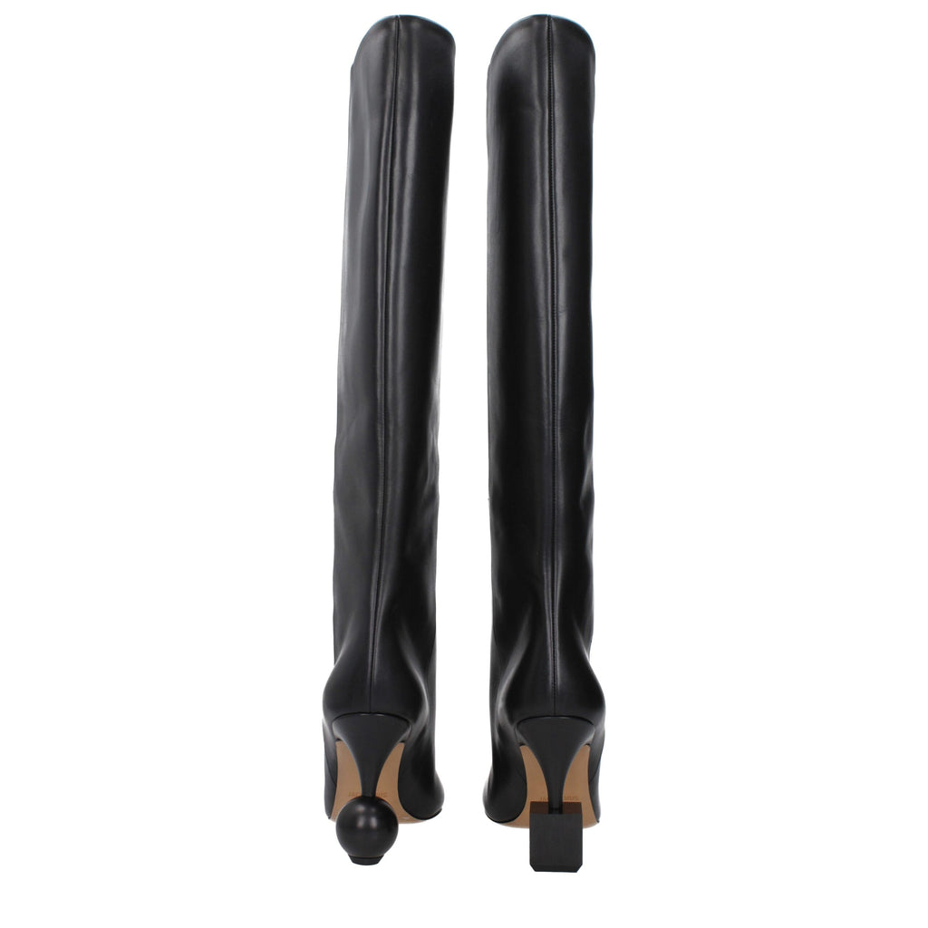 Black Leather High Heel Boots