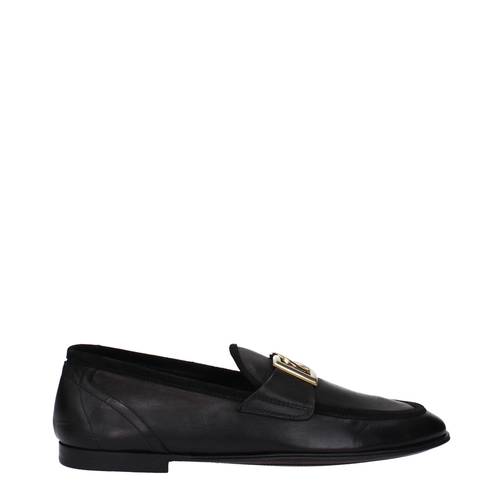 Black Leather Slip-On Loafers