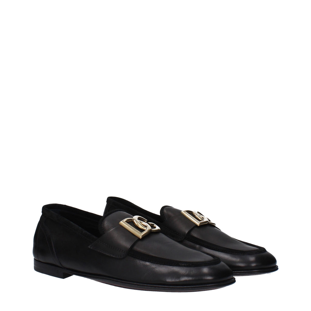 Black Leather Slip-On Loafers