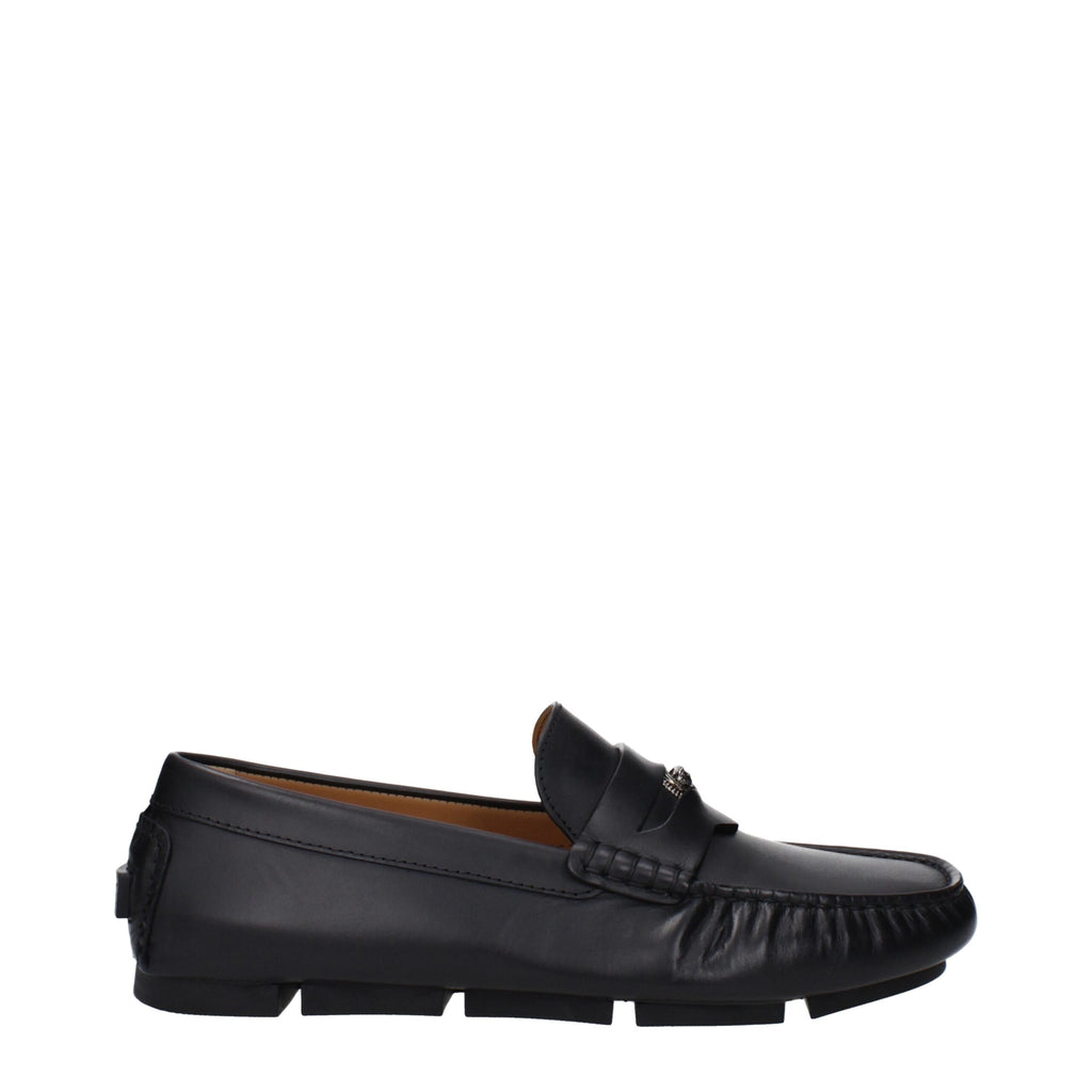 Black Leather Slip-On Loafers