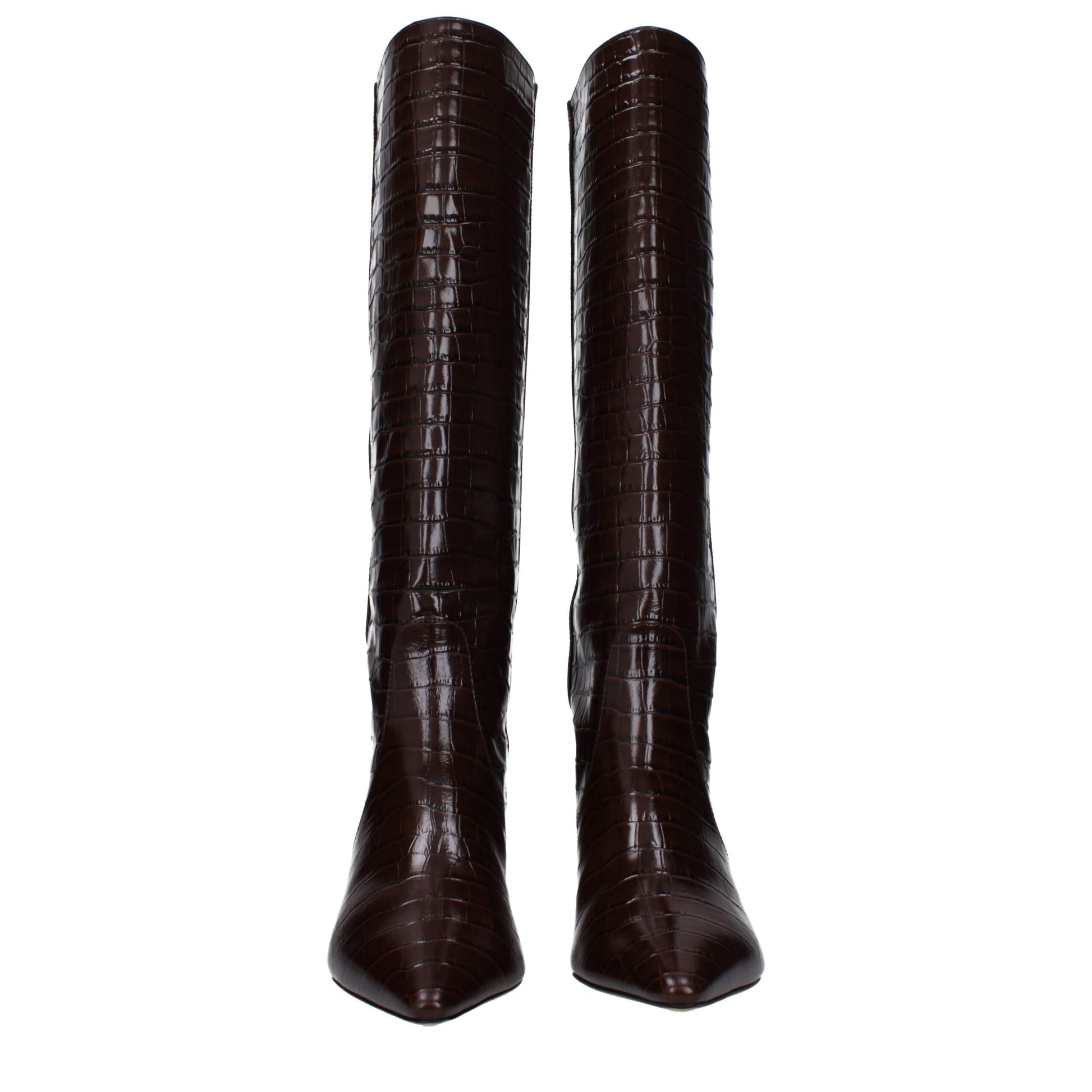 Brown Leather High Heel Boots