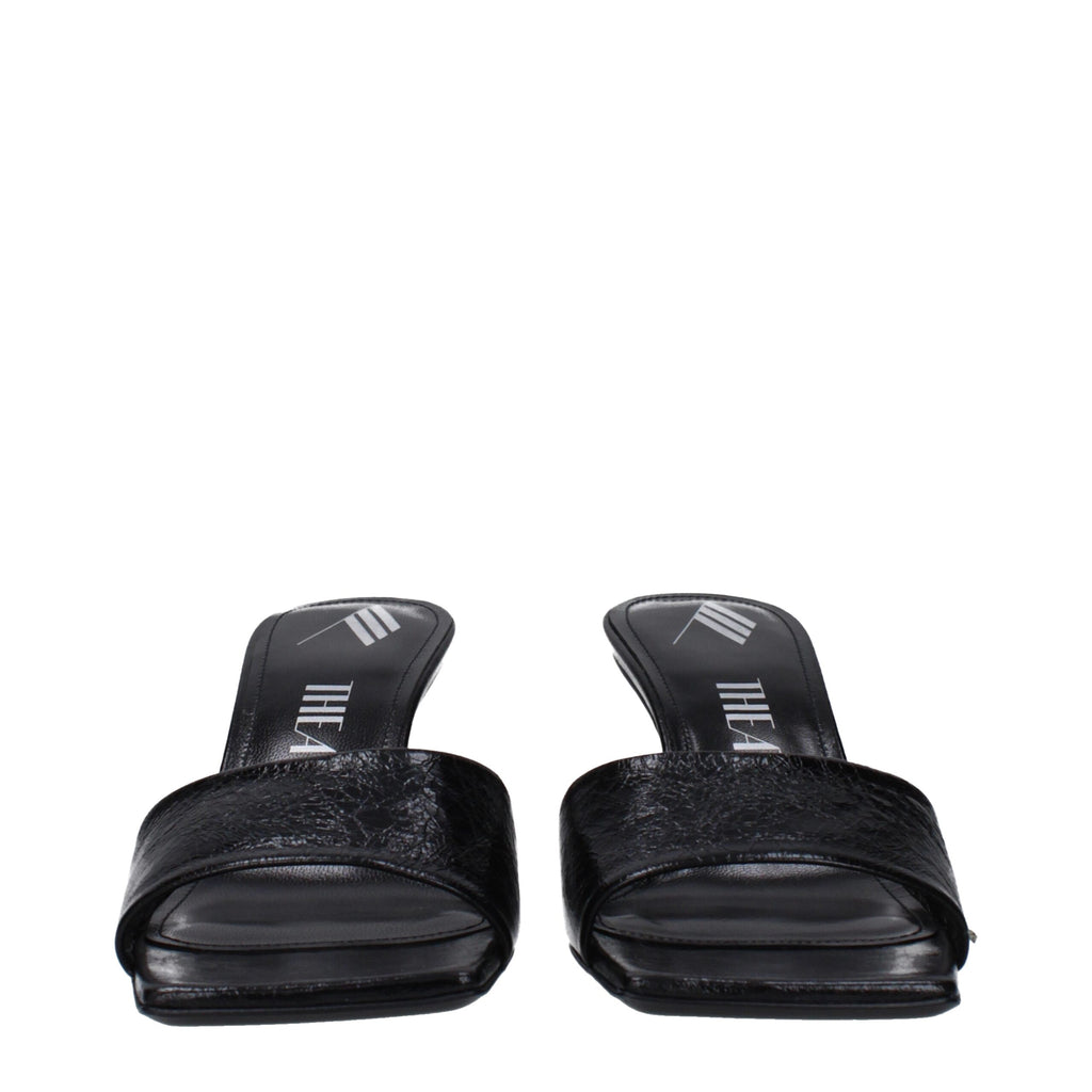 Black Leather Flat Sandals