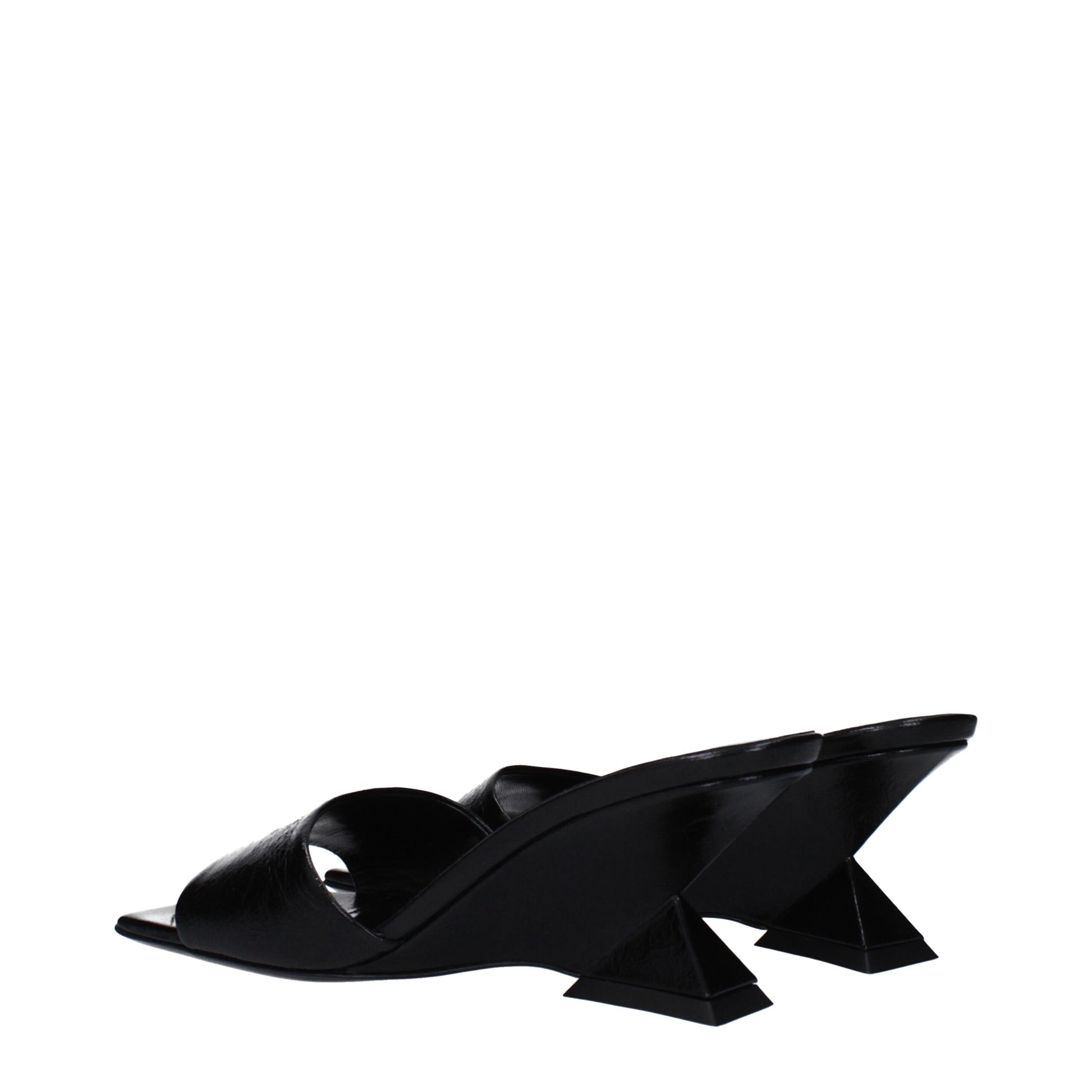 Black Leather Flat Sandals