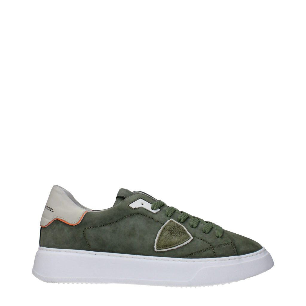 Green Leather Low Top Sneakers