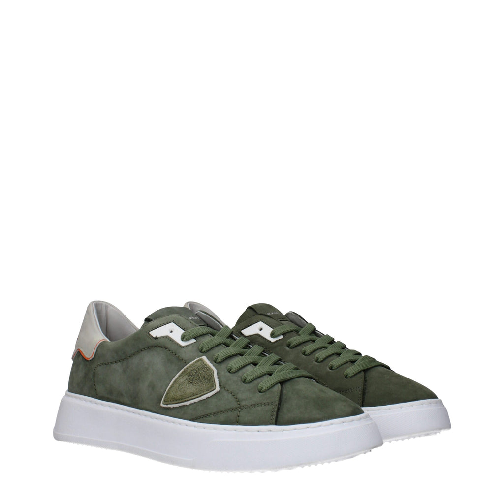 Green Leather Low Top Sneakers