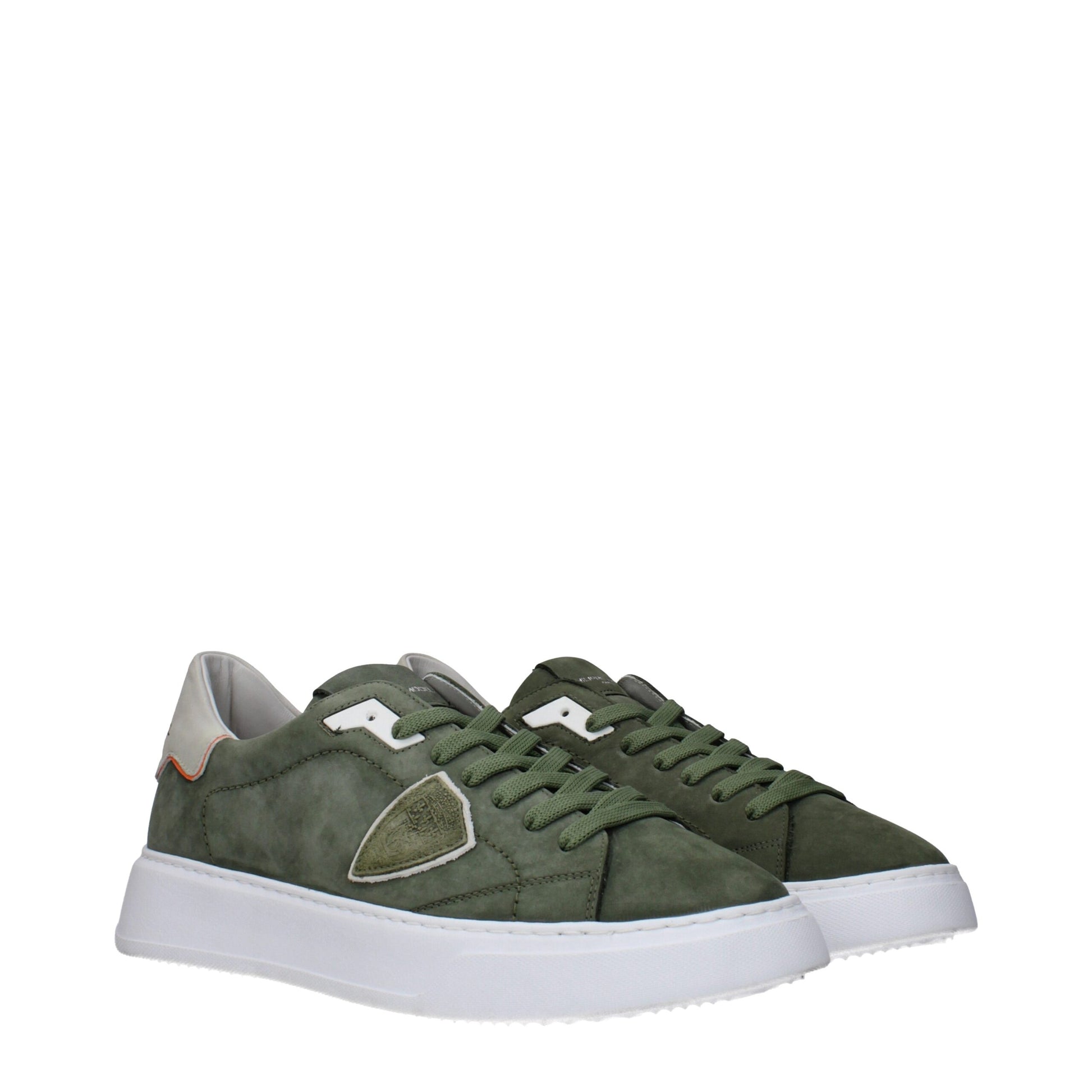 Green Leather Low Top Sneakers