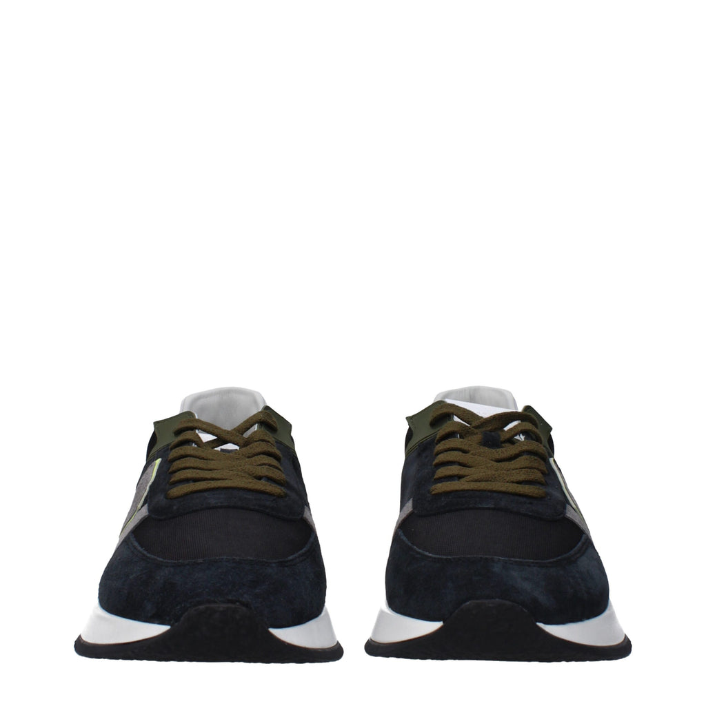 Blue Leather Athletic Sneakers