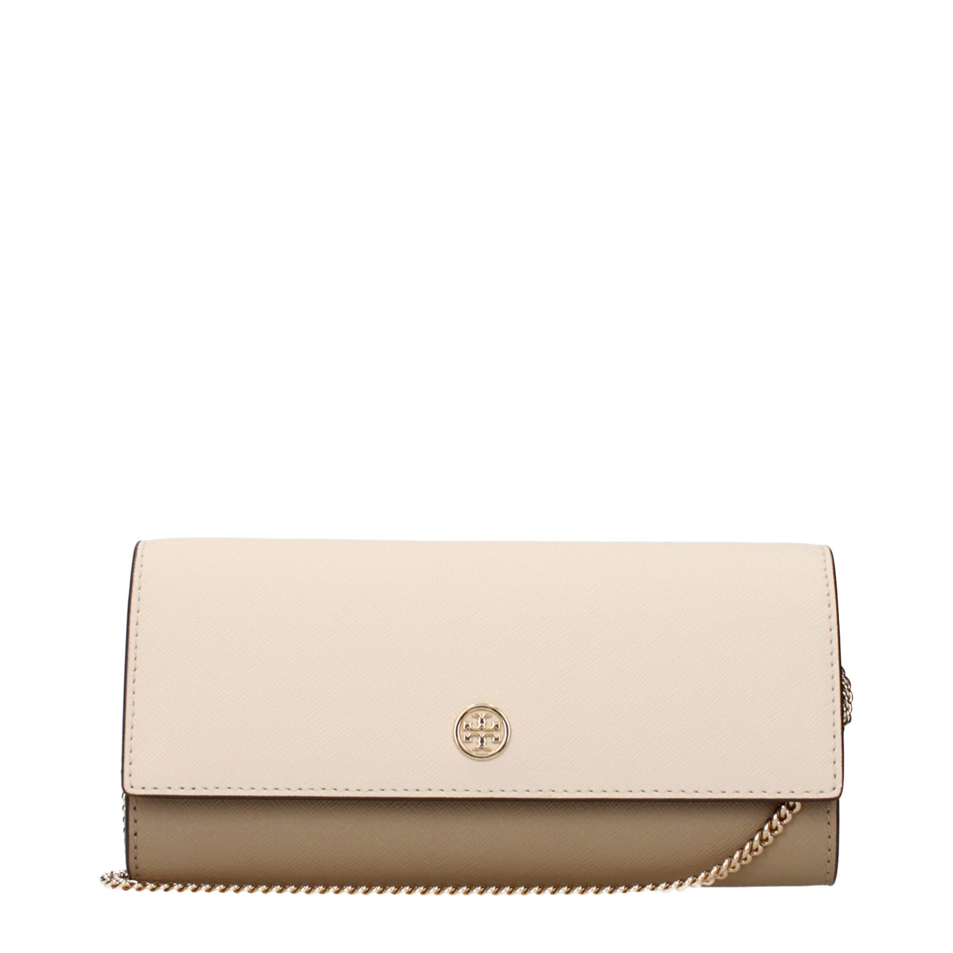 Beige Leather Clutch Bag