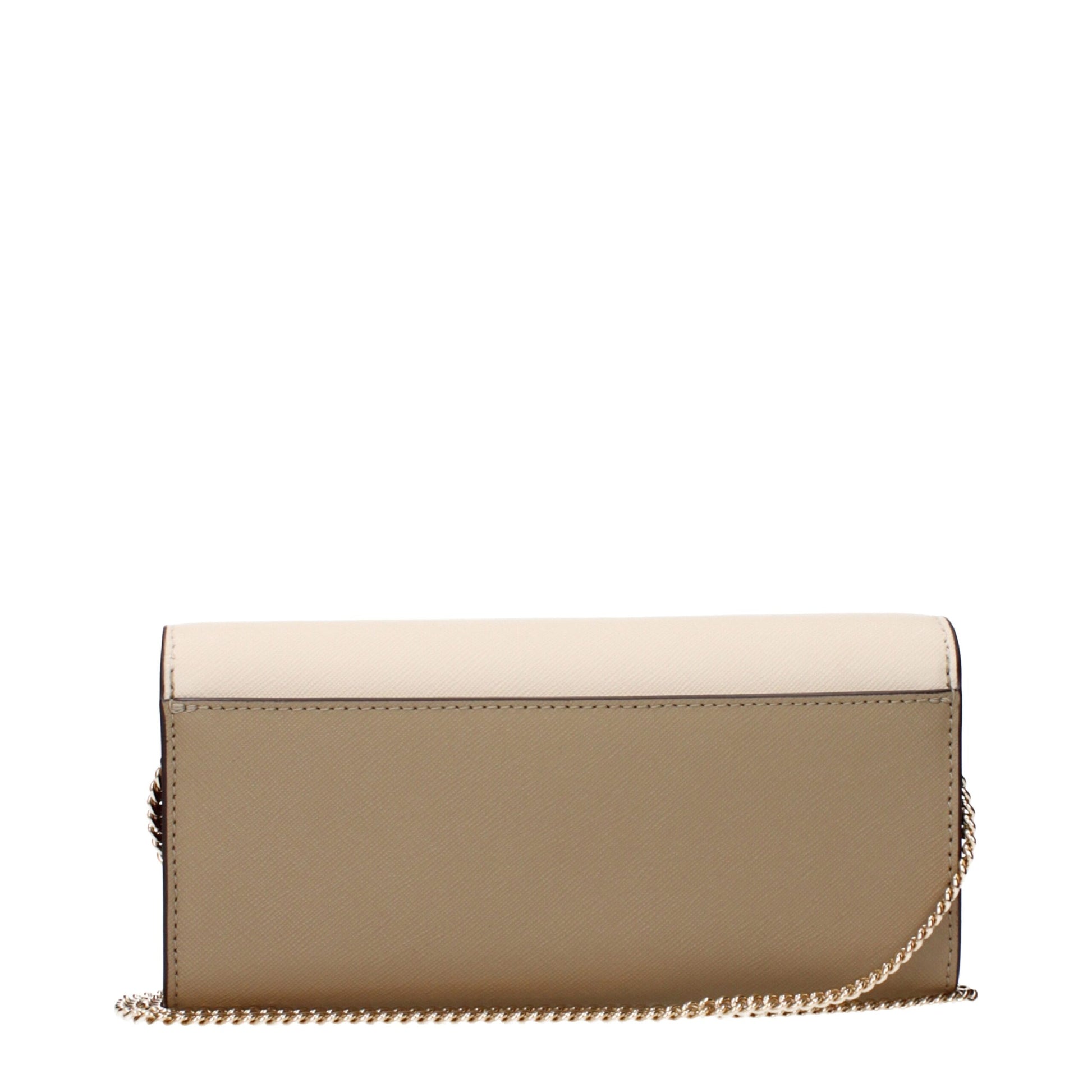 Beige Leather Clutch Bag